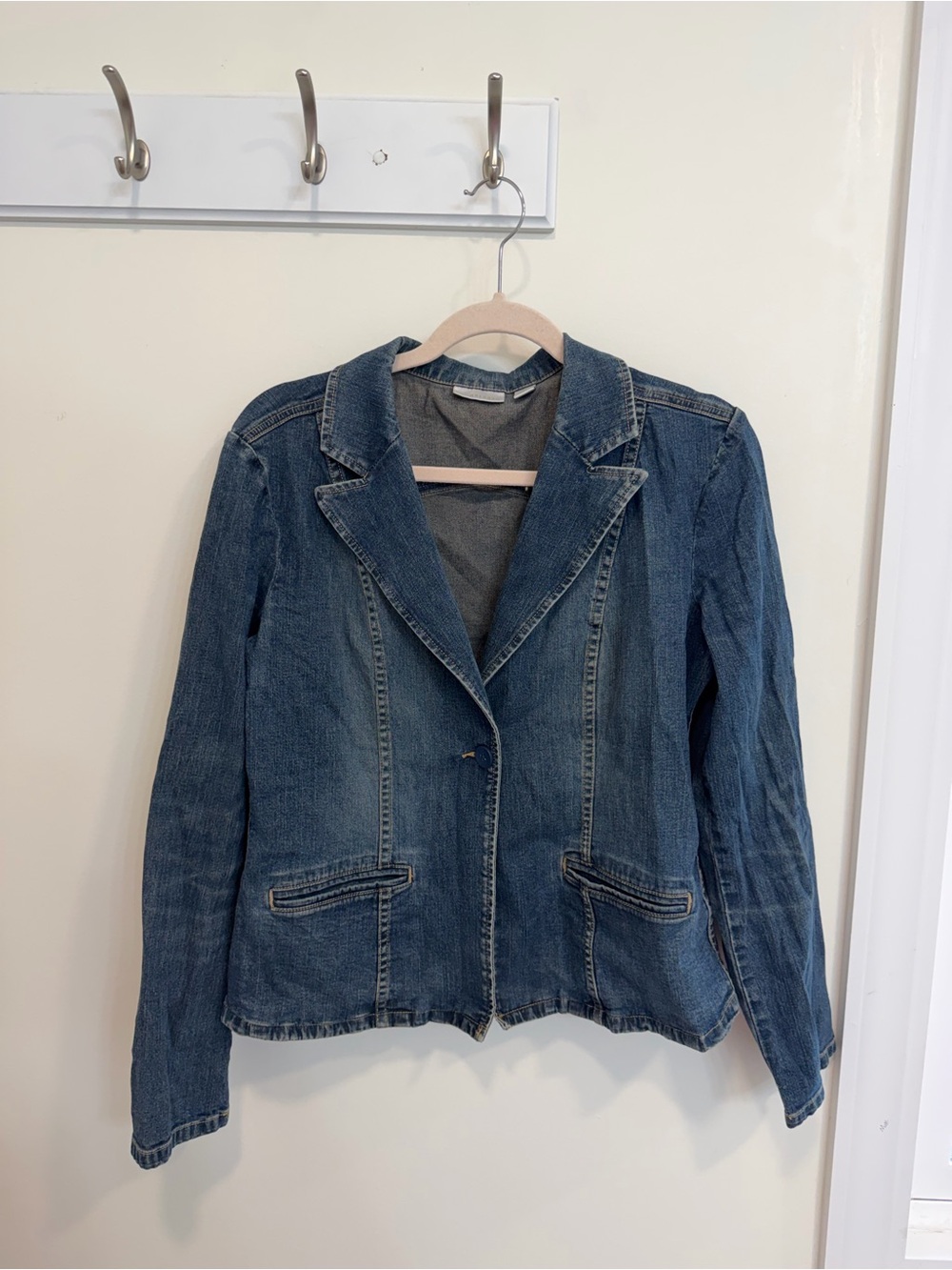 Halogen Dark Blue Denim Blazer Jacket